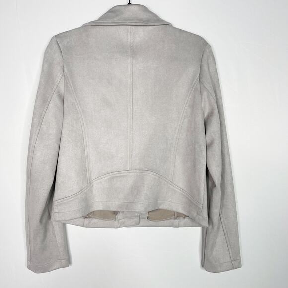 Bagatelle Collection Womens Medium M Gray Faux Suede Moto Jacket Asymmetrical - Picture 2 of 14